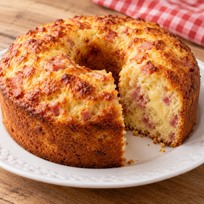 Bolo salgado de presunto e queijo