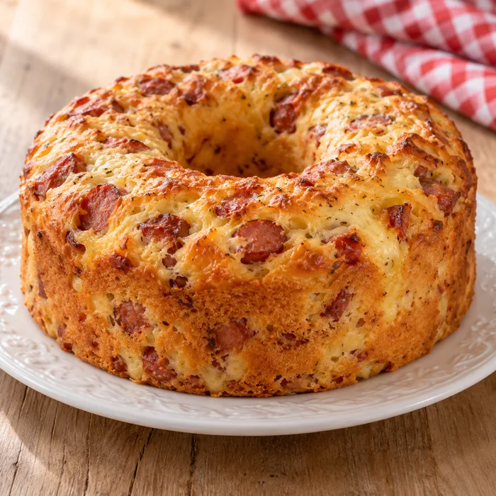 Bolo salgado de calabresa e queijo