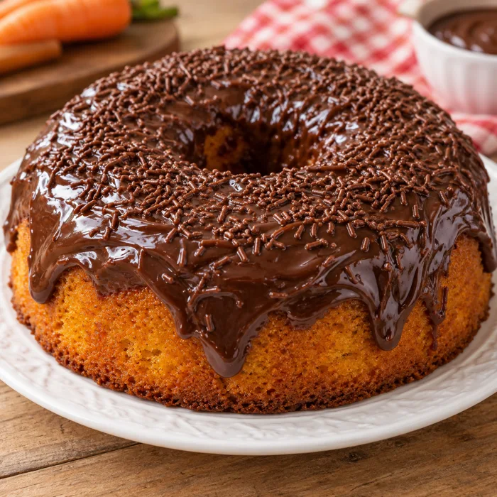 Bolo de cenoura com brigadeiro cremoso